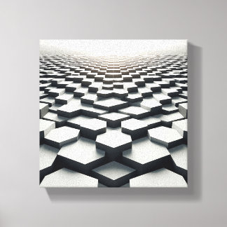 Modern Minimalist Hexagonal Matrix - Abstract 3D Canvas Print