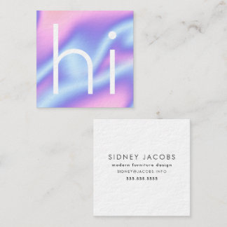 Modern minimalist "hi" holographic design square business card