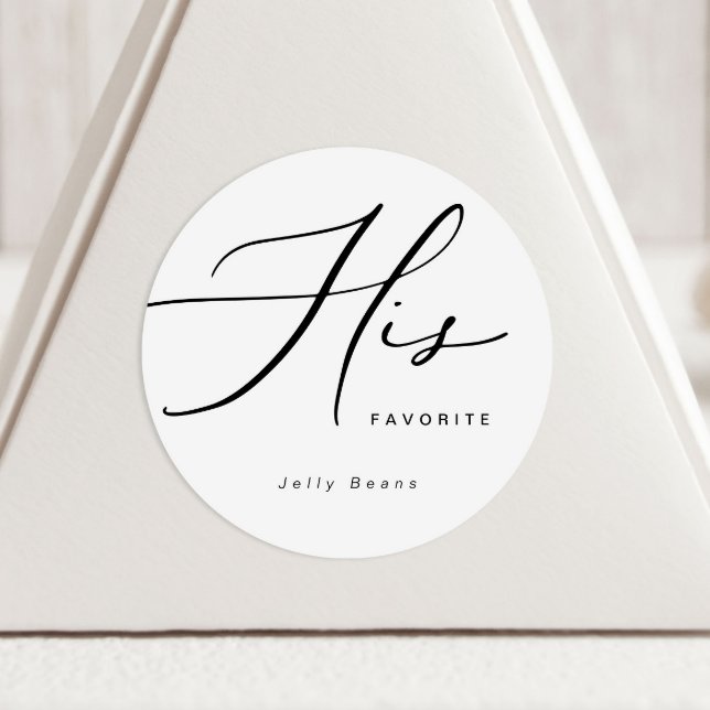 Modern Minimalist His Favorite Favor Round Sticker (Creator Uploaded)