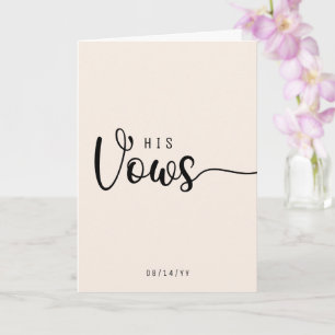 Modern Minimalist His Vows Wedding Vows card