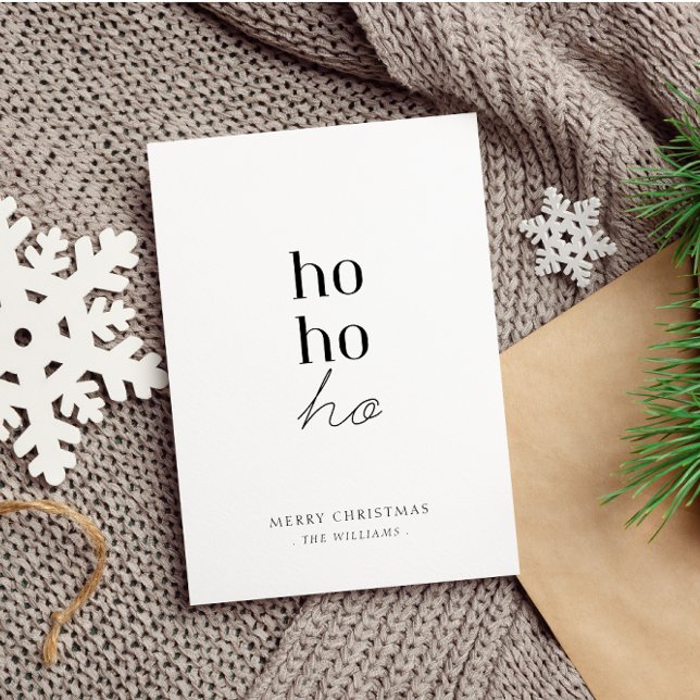 Modern Minimalist Ho ho ho Christmas Holiday Card (Creator Uploaded)