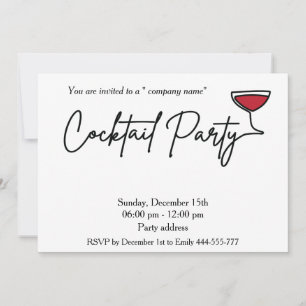 Modern minimalist holiday cocktail party corporate invitation
