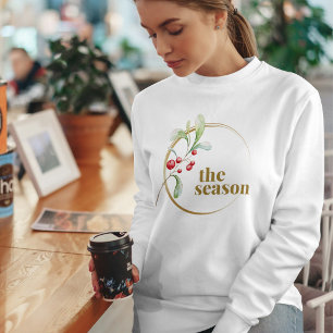 Modern Minimalist Holly Berries Christmas Sweatshirt