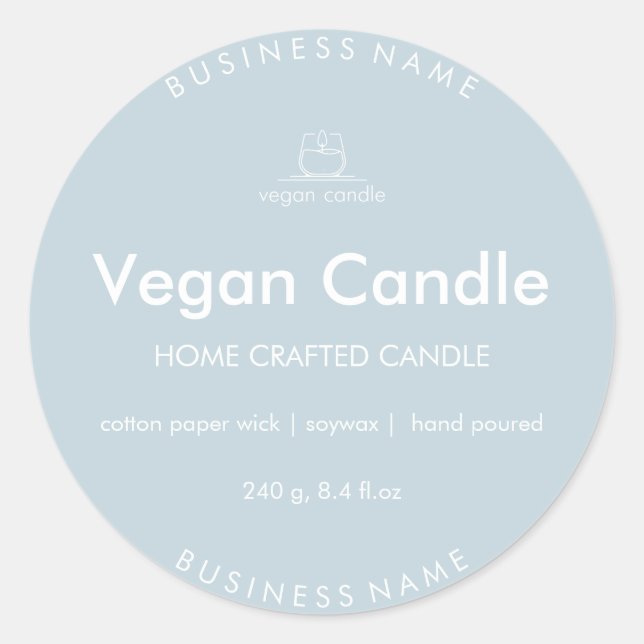 Modern Minimalist Homemade Candle Product Label (Front)