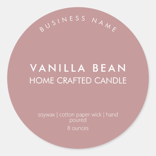 Modern Minimalist Homemade Candle Product Label (Front)