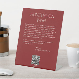 Modern Minimalist Honeymoon Wish Wedding Pedestal Sign
