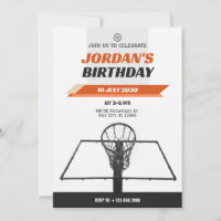 Modern Minimalist hoop basketball birthday