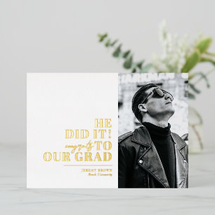 Modern Minimalist Horizontal 3 Photos Graduation