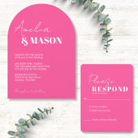 Modern Minimalist Hot Pink and White Arch Wedding