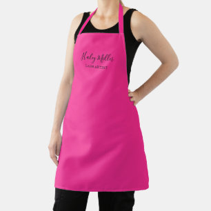 Modern Minimalist Hot Pink Personalised Apron