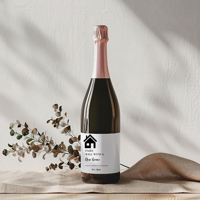 Modern Minimalist Housewarming Party Gift Wine Label (Creator Uploaded)