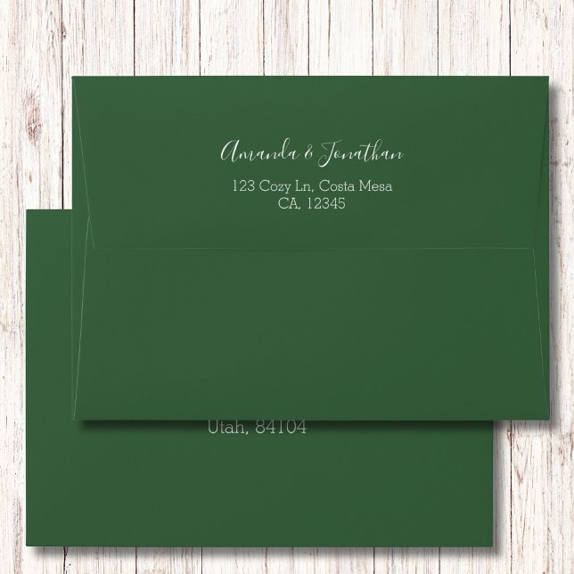 Modern Minimalist Hunter Green Pre-addressed Envelope (Creator Uploaded)