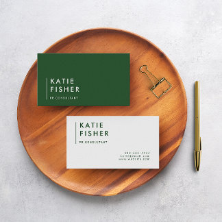 Modern Minimalist: Hunter Green & White Business Card