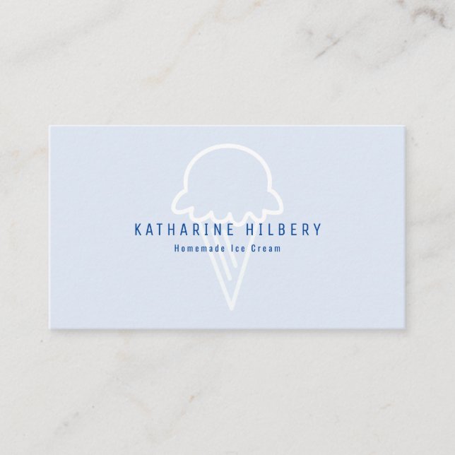 Modern Minimalist Ice Cream Blue Business Card (Front)