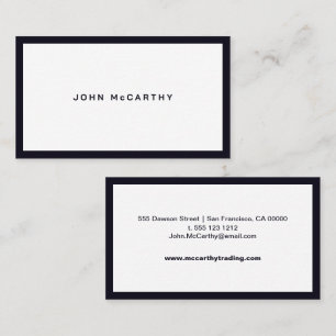 Modern Minimalist Indigo Blue Border Professional Business Card