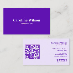 Modern Minimalist Indigo QR Code Professional Business Card