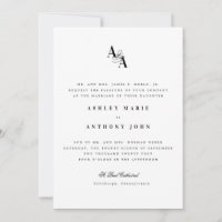 Modern Minimalist Inital Wedding Reception Card