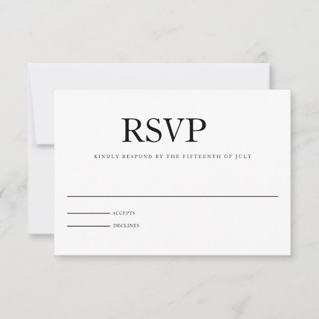 Modern Minimalist Inital Wedding Reply Card (Front)