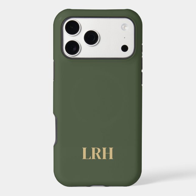 Modern Minimalist Initial Dark Green Monogram  (Back)