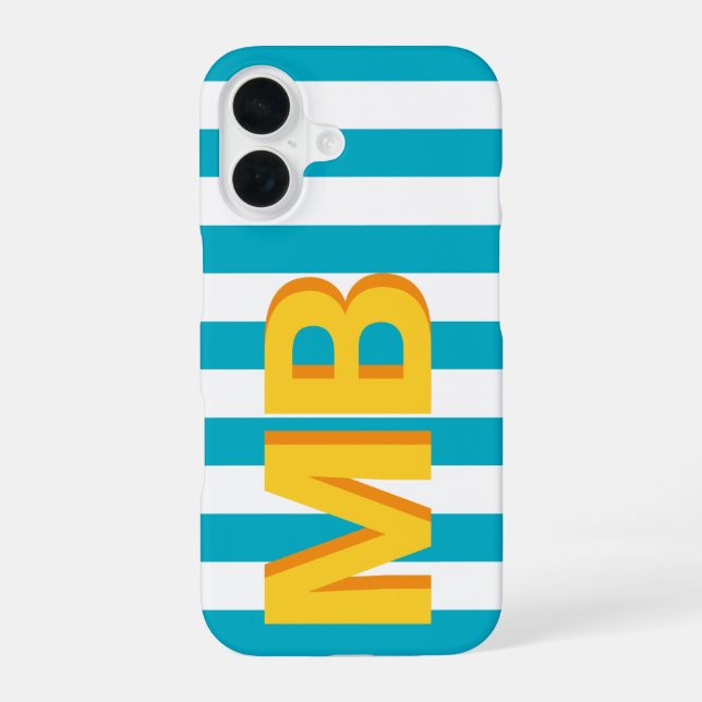 Modern Minimalist Initial Monogram iPhone 16 Case (Back)