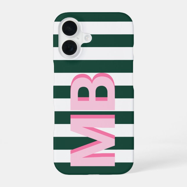 Modern Minimalist Initial Monogram iPhone 16 Case (Back)