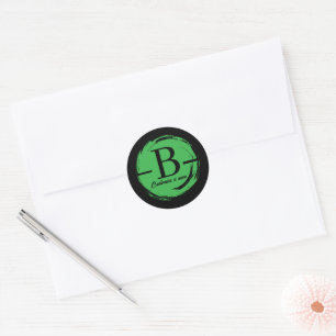 Modern Minimalist Initial Monogram Letter B Green Classic Round Sticker