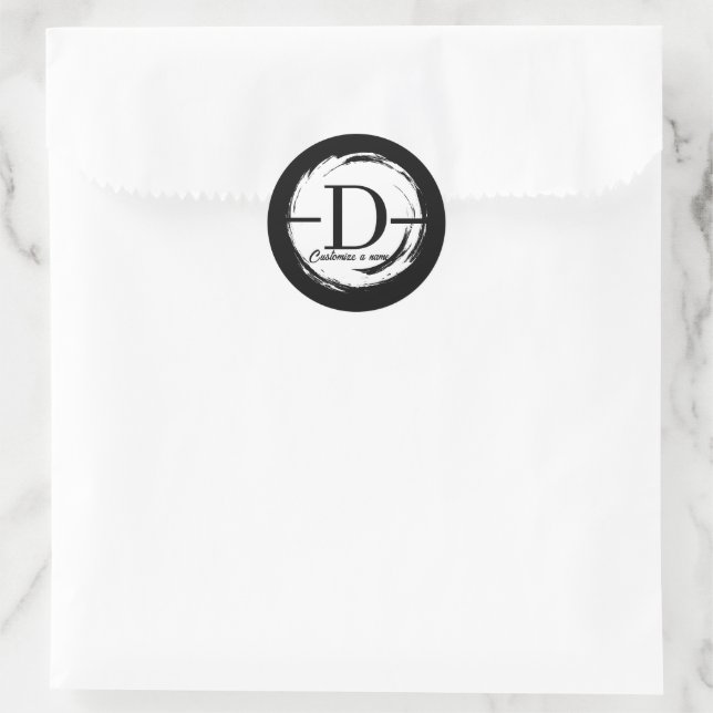 Modern Minimalist Initial Monogram Letter D Classi Classic Round Sticker (Bag)