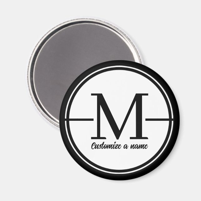 Modern Minimalist Initial Monogram Letter M Round  Magnet (Front/Back)