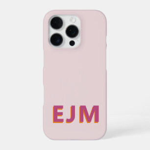 Modern Minimalist Initial Monogrammed Pink iPhone 16 Pro Case