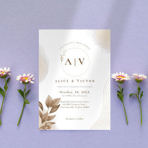 Modern Minimalist Initial Wedding Invitation