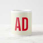 Modern Minimalist Initials Red Monogram Beige Large Coffee Mug<br><div class="desc">Plain Minimalist Modern Designs. They're all simple,  attractive,  unique.</div>