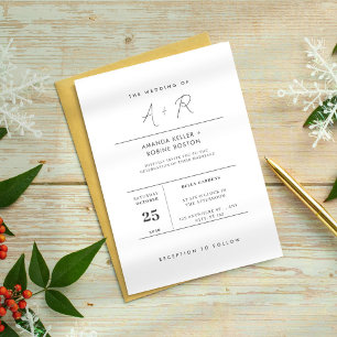 Modern Minimalist Initials Wedding Invitation