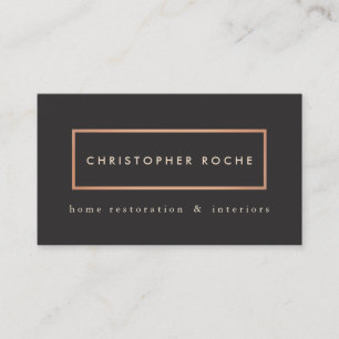 Modern Minimalist Interior Designer Coppe  Black Business Card