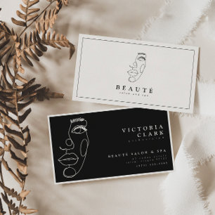 Modern Minimalist Ivory/Black Salon Business Cards