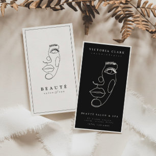 Modern Minimalist Ivory/Black Salon & Spa Business Card