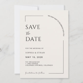 Modern Minimalist Ivory Editorial Save The Date