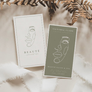 Modern Minimalist Ivory/Sage Salon & Spa Business Card