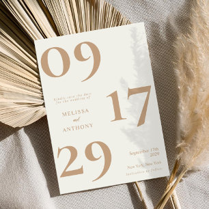 Modern Minimalist Ivory Tan Wedding Save The Date