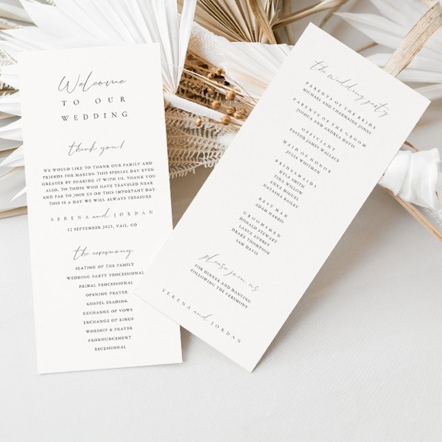 Modern Minimalist Ivory Wedding Ceremony Program (Creator Uploaded)
