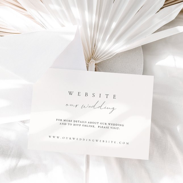 Modern Minimalist Ivory Wedding Website Card (Creator Uploaded)