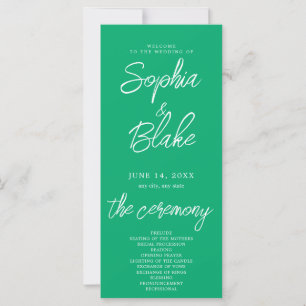 Modern Minimalist Jade Green Wedding Program