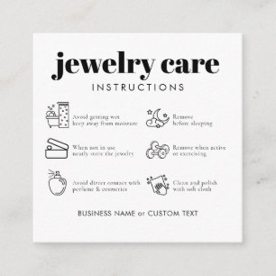 Modern Minimalist Jewellery Care Thank You Busines Enclosure Card