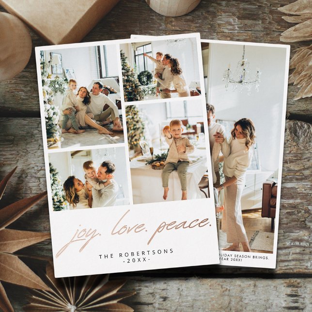 Modern Minimalist Joy Love Peace Script 5 Photo (Creator Uploaded)