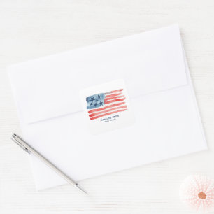 Modern & Minimalist July 4th Watercolor Flag Square Sticker