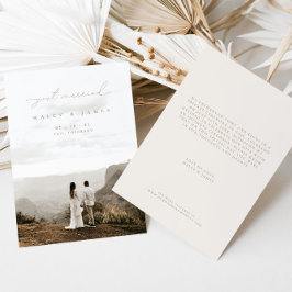 Modern Minimalist Just Married Photo Wedding Announcement