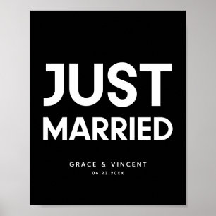 Modern minimalist Just married wedding sign