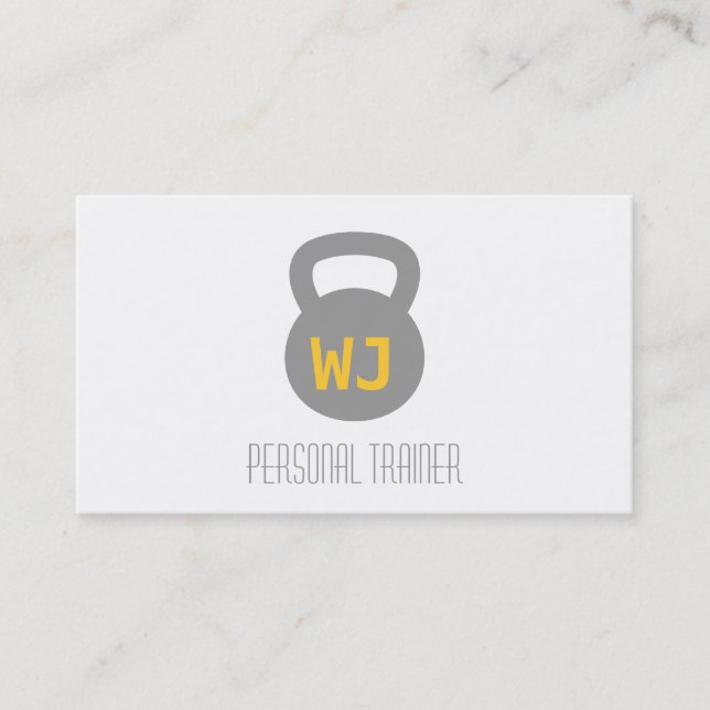 Modern Minimalist Kettlebell Personal Trainer Business Card (Front)