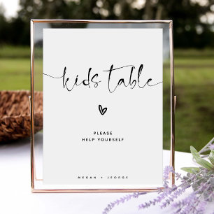 Modern Minimalist Kiddos Table Wedding Sign
