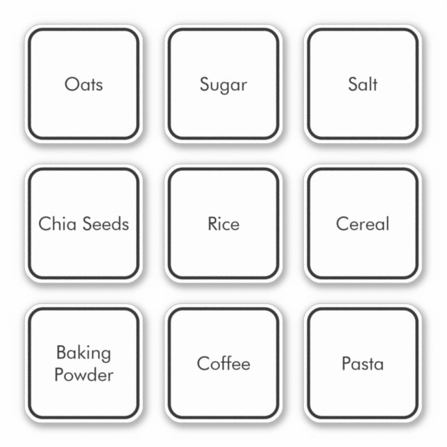 Modern Minimalist Kitchen Pantry Labels (Front)