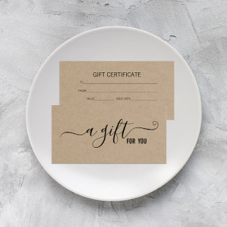 Modern Minimalist Kraft Business Gift Certificate